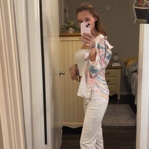 90s pastel artsy button up